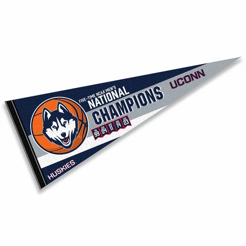 Connecticut Huskies UCONN Basketball 5 Time National Champions Pennant Flag Cover