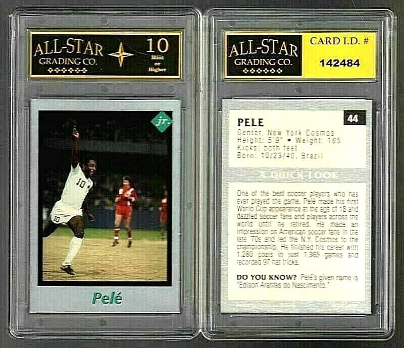 Tarjeta de fútbol Pelé Scarce noviembre 1991 TUFF STUFF Jr #44 clasificada ASG 10 COMO NUEVA Foto 1 de 1