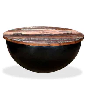 Bowl Shaped Base Coffee Table With Storage Industrial Style Home Furniture Decor - Picture 1 of 11