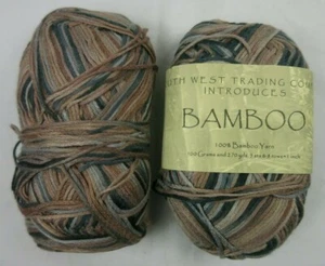 Bamboo Brown Gray Black Soy Silk Yarns Set Of 2 Skeins 200 Grams SW Trading Co - Picture 1 of 9