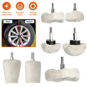 7X Buffing Polishing Pad Wheel Mop Kit Sponge Waxing Car Polisher Drill Adapter - Picture 1 of 14