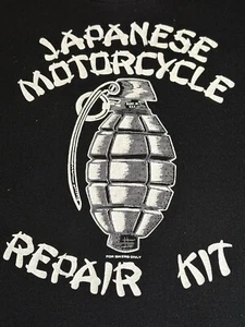 T-shirt kit riparazione moto giapponese vintage nera taglia grande punto singolo - Foto 1 di 10
