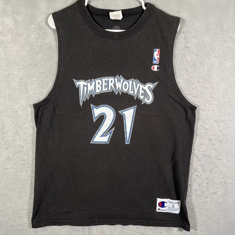 A1 VTG Champion Minnesota Timberwolves Kevin Garnett Tank Top T-Shirt Mens Lg Cover