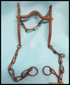 Very Old Delicate Hand Forged MEXICAN BIT with Curb & 7 1/2" Rein Chains - Picture 1 of 4