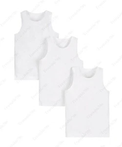 Boys 100% Cotton Interlock Vest in White in Size 2-13 Years (Made in UK) - Picture 1 of 2
