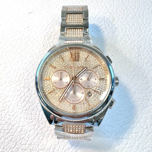 Orologio Michael Kors Janelle Pave Glitz Bicolore Argento Oro Rosa MK7098
