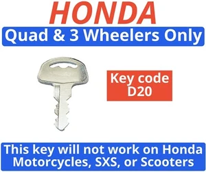Honda Quad & 3 Wheeler Only Replacement Key Cut to Code D20 - Picture 1 of 3