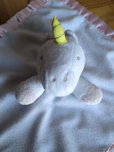 Unicorn White Pink Satin Lovey Stuffed Plush Comfort Snuggle - Picture 1 of 6