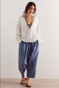 Free People We The Free Easy Sunday Pullover Top Optic White Dropped Shoulder S - Picture 1 of 8