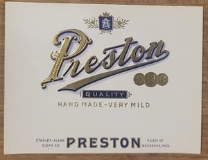 ADVERTISING Label Cigar Preston Brookline Mass Stanley Allan - Picture 1 of 1