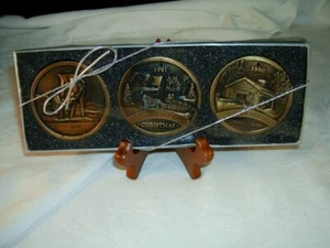 (3) JOHN DEERE LIMITED EDITION, ANTIQUE BRASS CHRISTMAS ORNAMENTS  (JC) - Picture 1 of 9