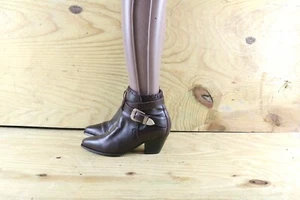 Dingo Boots Womens Sz 7 M Burgundy Red Leather Cowboy Western Buckle Ankle - Picture 1 of 12