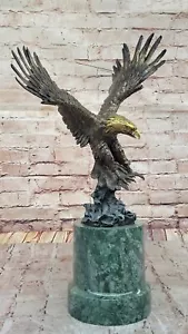 Large Real Bronze Statue AMERICAN BALD EAGLE Hawk Sculpture Garden Yard Statue - Picture 1 of 10