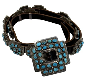Native American NAVAJO Sterling Silver TURQUOISE Concho Belt by Daniel Martinez - Picture 1 of 11