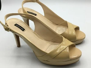 Alex Marie Beige Leather Open Toe 4" Slingback Heel WOMANS Shoes SZ 9.5 M - Picture 1 of 8