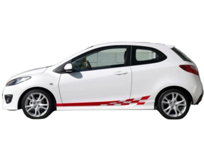 Pegatina gráfica de vinilo a rayas para coche Mazda 2 puertas laterales calcomanía carreras deporte personalizada Foto 1 de 4