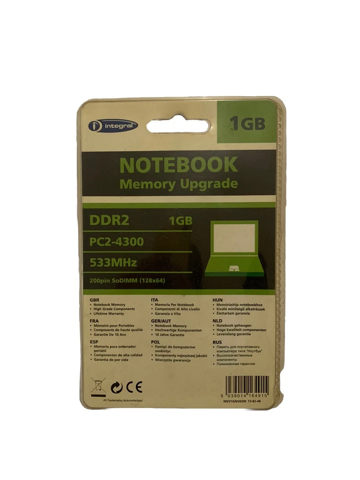 Integral Notebook Memory Upgrade 1GB PC2-4300 533 MHz 5039014164915 - Image 1 of 4