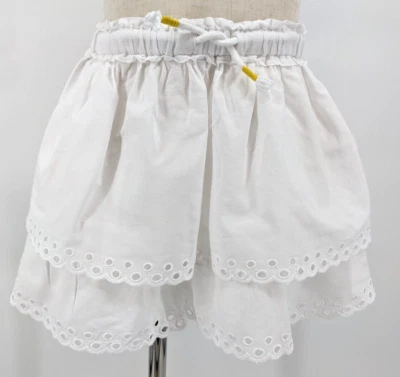 Mini Boden Blanco Algodón Ojales Dos Niveles Falda Ajustable Niña Talla 4-5 Años Foto 1 de 4