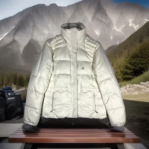 Adidas European Beige Womens Puffer Coat Size Med Winter Jacket Down Lining - Picture 1 of 14