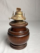 Vintage Wood  Turned Base Hurricane Oil Lamp