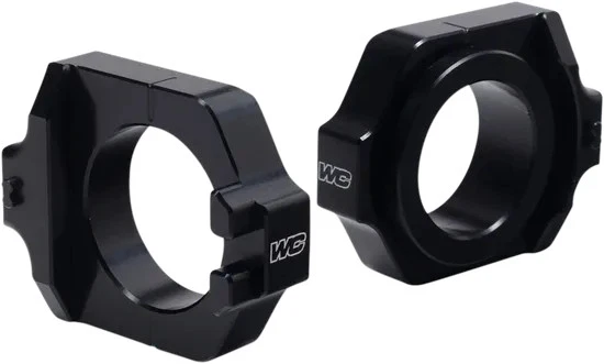 Par de bloques de eje Elite de aluminio negro Works para Honda CRF450R 09-24 Foto 1 de 4