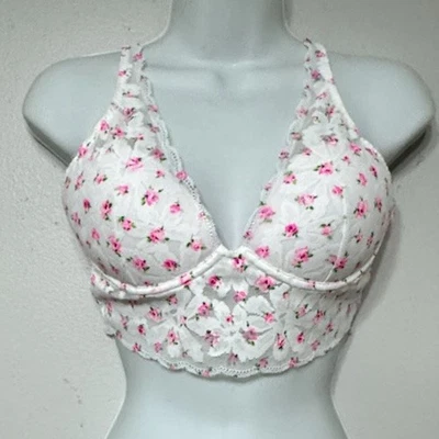 Victoria’s Secret PINK Bralette Women’s Size Medium Lace Floral Wireless Padded - Image 1 of 4