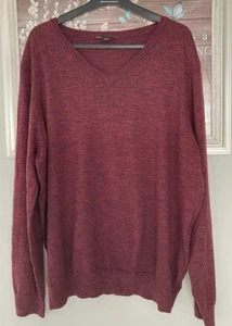 Mens M&co V Neck Jumper Size Xxl Burgundy Good Condition - Picture 1 of 15
