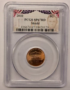 2010-P PCGS-graded SP67RD Lincoln Shield Cent Specimen-type Strike (SP) 1C - Picture 1 of 10