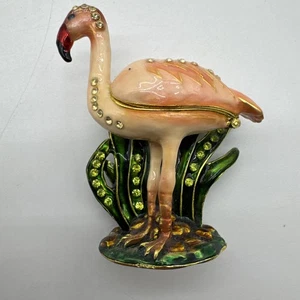 Schmuckschatulle Emaille rosa Flamingo aufklappbar Sammlerstück - Bild 1 von 7