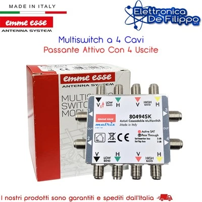 Multiswitch a 4 Cavi Passante Attivo Con 4 Uscite - Immagine 1 di 2