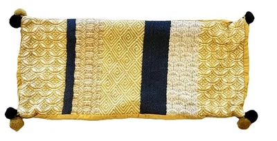 Pier 1 Imports Geometric Lumbar Pillow Cover Yellow Embroidered Texture 22”x 10” - Image 1 of 4