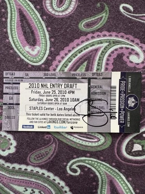 Boleto de borrador de entrada de la NHL 2010 cámara firmada por Fowler autografiada. viernes 25 de junio Foto 1 de 2