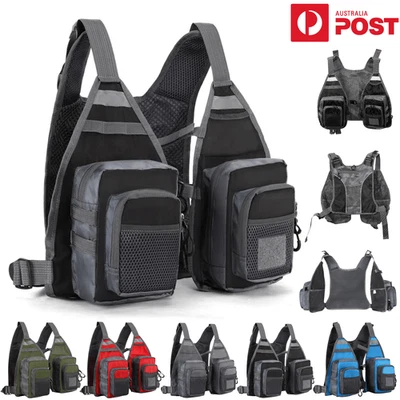 Fishing Vest Multi Pocket Fly Fishing Waistcoat Jacket Camping Hiking Travel AU - Image 1 of 4