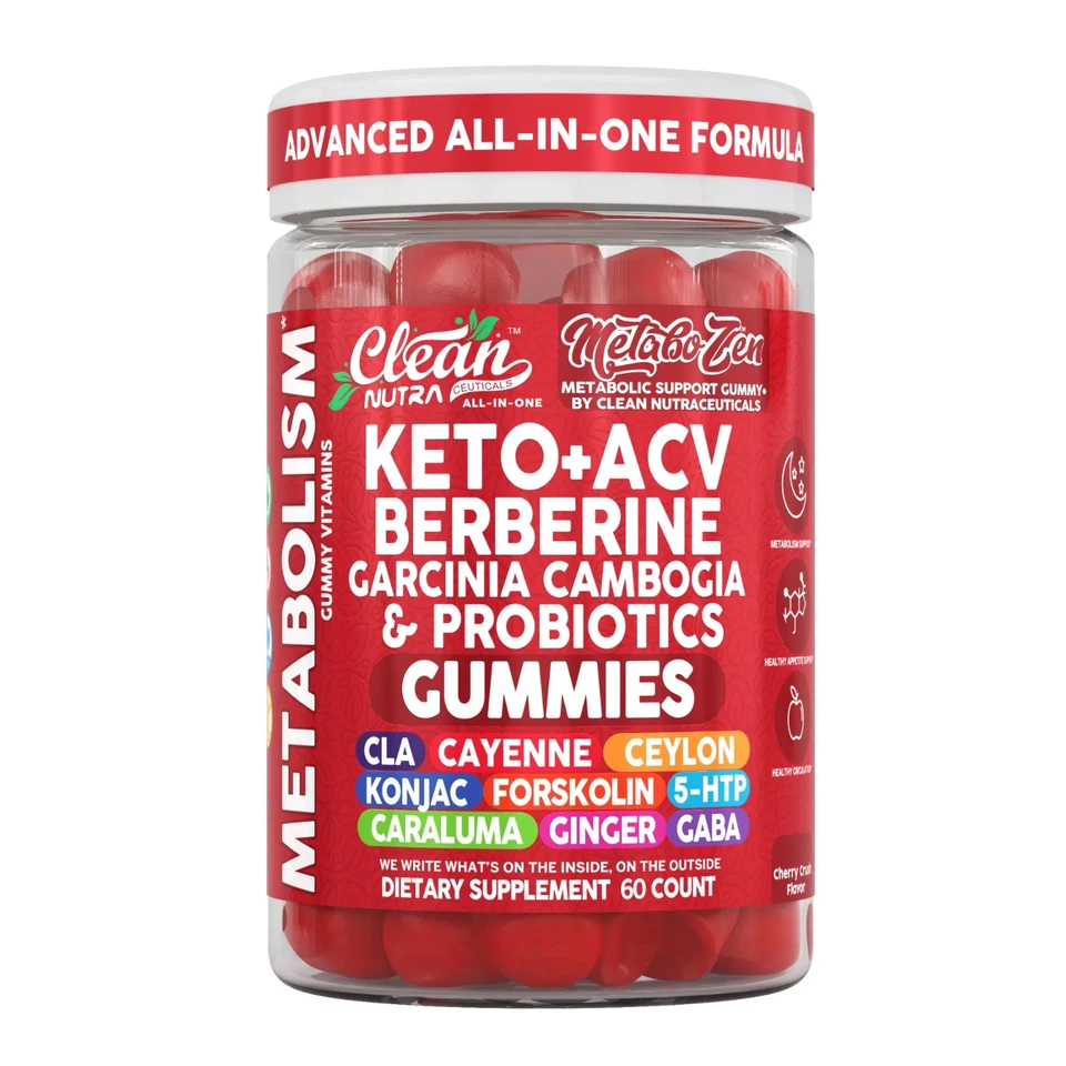 Clean Nutra Metabo Zen Apoyo Diario, Salud Intestinal Keto + Gomitas ACV NUEVO Foto 1 de 1