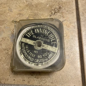 THE INVINCIBLE BY GLADDING CASTING LINE SPOOL LABEL Hard Braid Silk Vintage - Picture 1 of 11