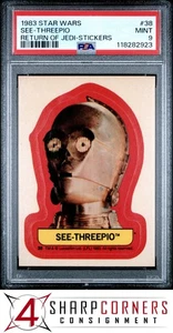 1983 STAR WARS RETURN OF THE JEDI STICKERS #38 SEE-THREEPIO C-3PO PSA 9 - Picture 1 of 3