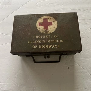 Caja de primeros auxilios vintage del departamento de carreteras de metal de Illinois - Imagen 1 de 7