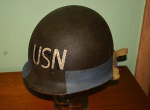 WWII Korea Navy USN Painted M1 GI Steel Helmet Swivel Bale - Picture 1 of 8