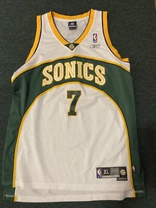 REEBOK Stitched Rashard Lewis #7 Seattle Sonics White NBA Jersey Mens XL - Picture 1 of 5