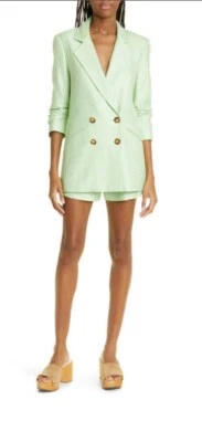 Chaqueta Veronica Barba Rupert Dickey Talla 6 Verde Pistacho Manga Corta Acelerada Blazer Foto 1 de 4