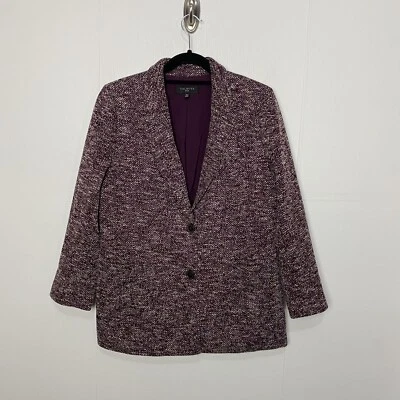 Blazer de tweed púrpura para mujer Talbots chaqueta de dos botones talla pequeña 12p. Foto 1 de 4