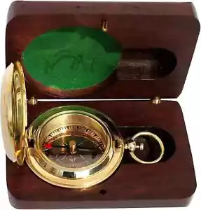 Antique Vintage Brass Pocket Compass Brass Nautical Compass Marine Compass Gift - Picture 1 of 6
