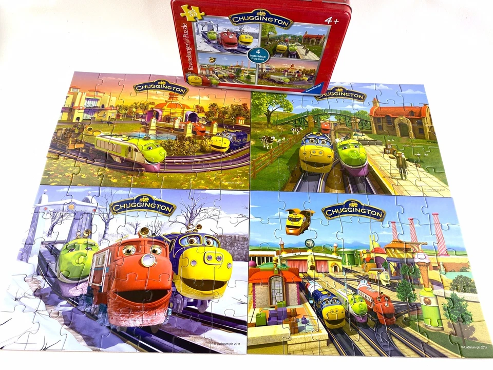 Juego completo de 4 rompecabezas individuales de 35 piezas Ravensburger Chuggington en juguete de hojalata Foto 1 de 4