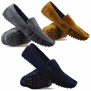 Mens New Leather Suede Slip On Casual Mocassin Designer Loafer Driving Shoe Size - Picture 1 of 28