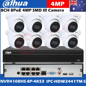 Dahua 8 Channels PoE CCTV system Camera 4MP KIT Wizsense SMD Plus with MIC lot - Picture 1 of 24
