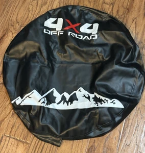 Vinyl Spare Tire cover 4X4 OFF ROAD black w/ white mountains 13” NWOT - Picture 1 of 4