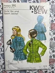 Kwik Sew Sewing Pattern 391 Girls Ski and Sport Jacket Size 8-14 FF UNCUT - Picture 1 of 2