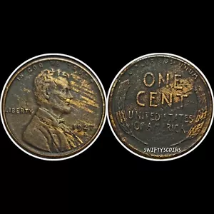 1927S Lincol Wheat Cent Mint Error. Defective Planchet And Improper Alloy Mix. - Picture 1 of 3