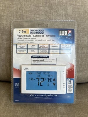 LUX TX9600TS 7 Day Programmable Touchscreen Thermostat~White~MIB~ Brand New - Image 1 of 3