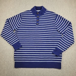 Vineyard Vines Maritim Sweater Herren L blau gestreift Henley Mock Neck Pullover - Bild 1 von 7